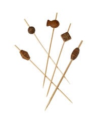 Smeigtukai natūralaus bambuko su dekoru Maori, 12cm, 100vnt. цена и информация | Праздничная одноразовая посуда | pigu.lt