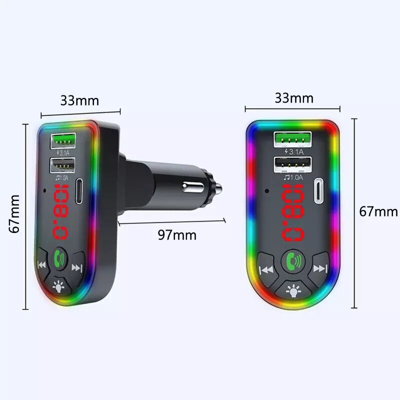 FM moduliatorius automobiliui su USB Type-C jungtimi telefonui, F7 kaina ir informacija | FM moduliatoriai | pigu.lt