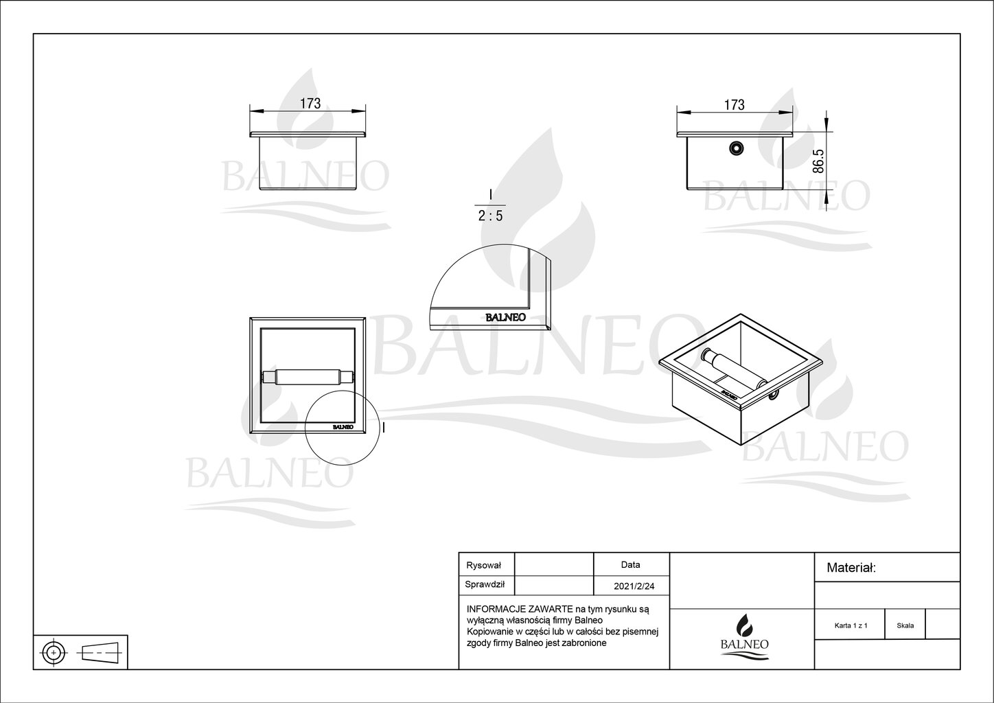 Balneo Wall-Box Paper įleidžiamas į sieną tualetinio popieriaus laikiklis, nerūdijantis plienas kaina ir informacija | Vonios kambario aksesuarai | pigu.lt