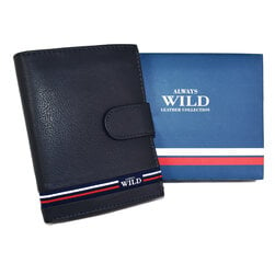 Мужской кошелек из натуральной кожи Always Wild, синий цена и информация | Мужские кошельки | pigu.lt