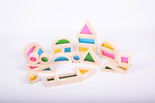 Сенсорный деревянный конструктор «Радужные блоки» - 24 шт цена и информация | Игрушки для малышей | pigu.lt