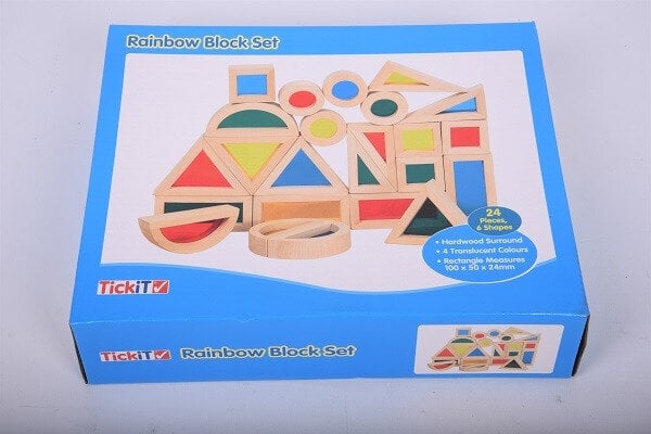 Medinės figūros "Vaivorykštės blokų rinkinys" - 24 vnt kaina ir informacija | Žaislai kūdikiams | pigu.lt