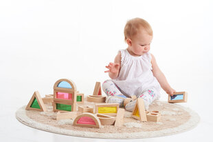 Medinės figūros "Vaivorykštės blokų rinkinys" - 24 vnt kaina ir informacija | Žaislai kūdikiams | pigu.lt