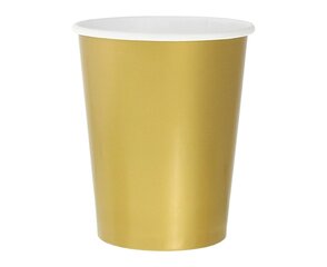 Одноразовые бумажные стаканчики , 270 мл, 14 шт, gold GJ-KBZT цена и информация | Праздничная одноразовая посуда | pigu.lt