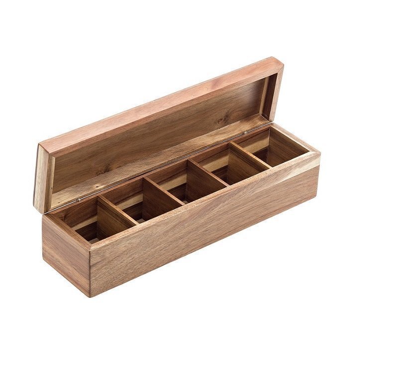 Dekoruota medinė dėžutė arbatos pakeliams laikyti, 39x10,2x10cm kaina ir informacija | Maisto saugojimo  indai | pigu.lt