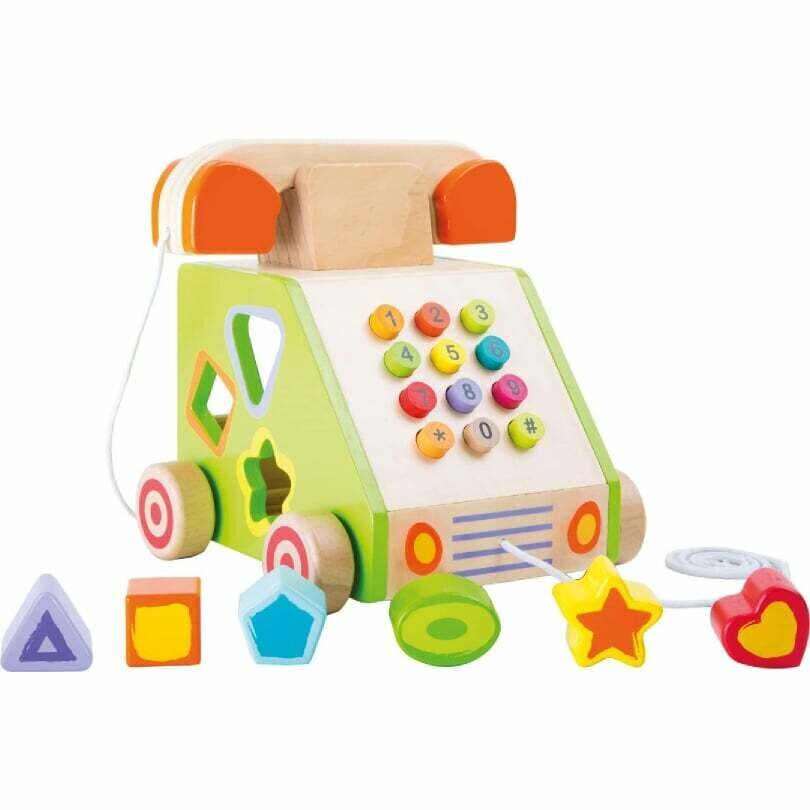 Traukiamas žaislas - rūšiuoklis Small Foot Telefonas, 7 dalys kaina ir informacija | Žaislai kūdikiams | pigu.lt