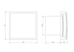 Elektrinis ventiliatorius Europlast E-Extra EET100G, 100mm kaina ir informacija | Vonios ventiliatoriai | pigu.lt