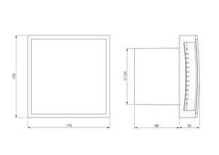 Elektrinis ventiliatorius Europlast E-Extra EET125HTA, 125mm kaina ir informacija | Vonios ventiliatoriai | pigu.lt