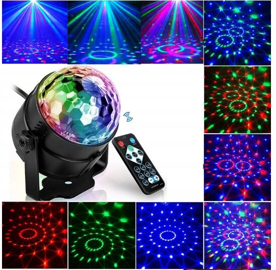 LED RGB DISCO BALL Septyni spalvų deriniai FLESH funkcija kaina ir informacija | Staliniai šviestuvai | pigu.lt