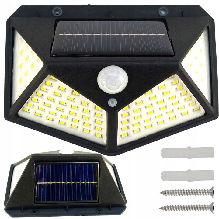 Saulės lempa su 100 LED prieblandos judesio jutikliu kaina ir informacija | Lauko šviestuvai | pigu.lt
