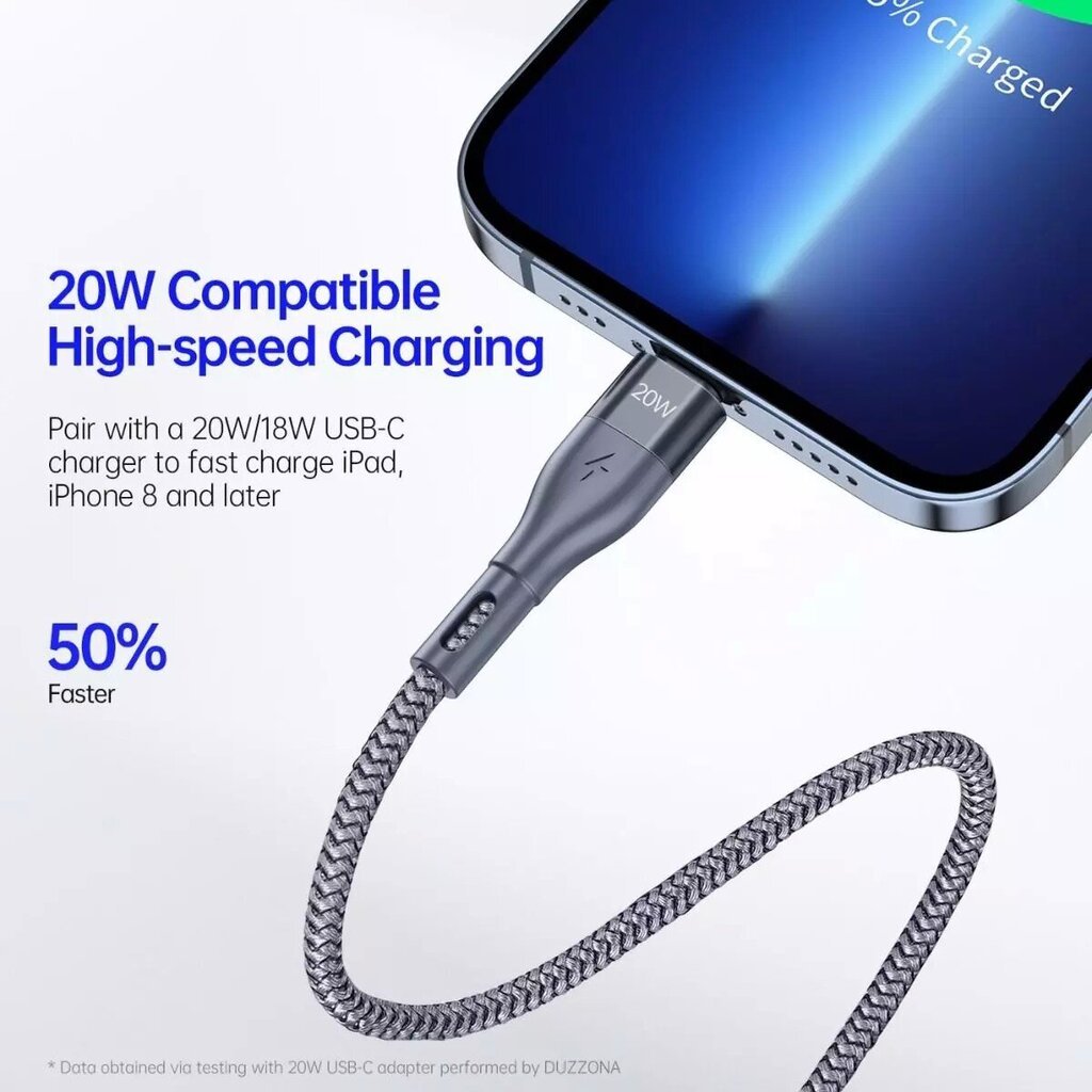 Duzzona USB C/Lightning 20W 1m kaina ir informacija | Laidai telefonams | pigu.lt