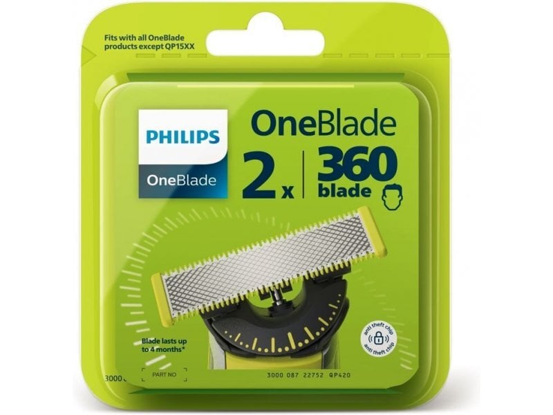 Philips OneBlade QP420/50 2vnt kaina ir informacija | Grožio prekių priedai | pigu.lt