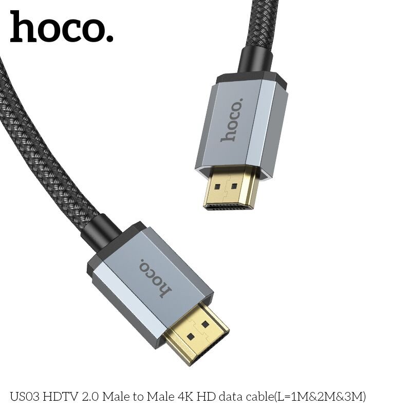 HOCO US03 HDMI2.0 4K HD 1M kaina ir informacija | Kabeliai ir laidai | pigu.lt