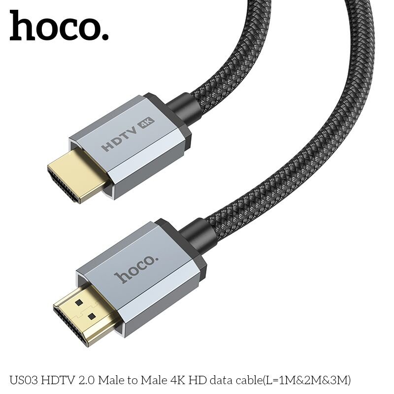 HOCO US03 HDMI2.0 4K HD 1M kaina ir informacija | Kabeliai ir laidai | pigu.lt