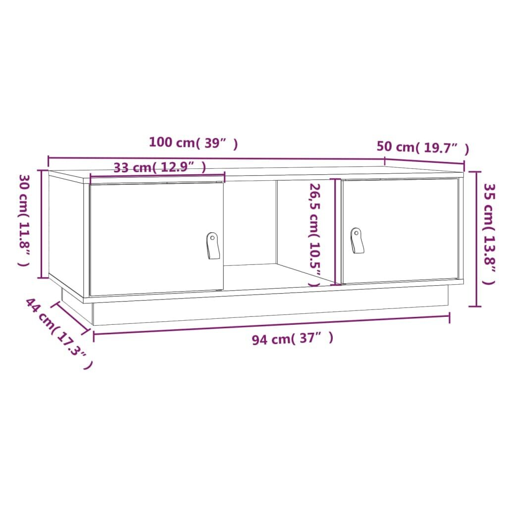 Kavos staliukas 100x50x35cm, juodas kaina ir informacija | Kavos staliukai | pigu.lt