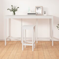 Baro stalas, Pušies medienos masyvas, 180x80x110cm, balta kaina ir informacija | Virtuvės ir valgomojo stalai, staliukai | pigu.lt