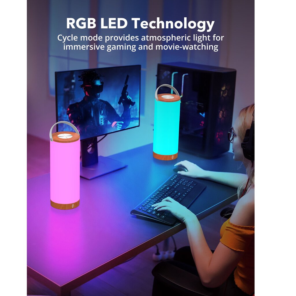 Įkraunamas LED šviestuvas, RGB TaoTronics TT-DL23 Pro kaina ir informacija | Staliniai šviestuvai | pigu.lt