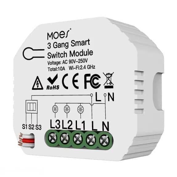 Išmanusis relinis jungiklis Moes MS-104C kaina ir informacija | Elektros jungikliai, rozetės | pigu.lt