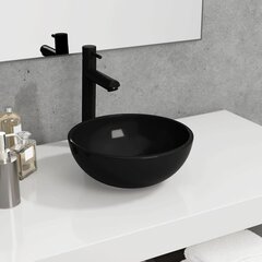 Grūdinto stiklo praustuvas, juodas, 30x12 cm. цена и информация | Аксессуары для ванной комнаты | pigu.lt
