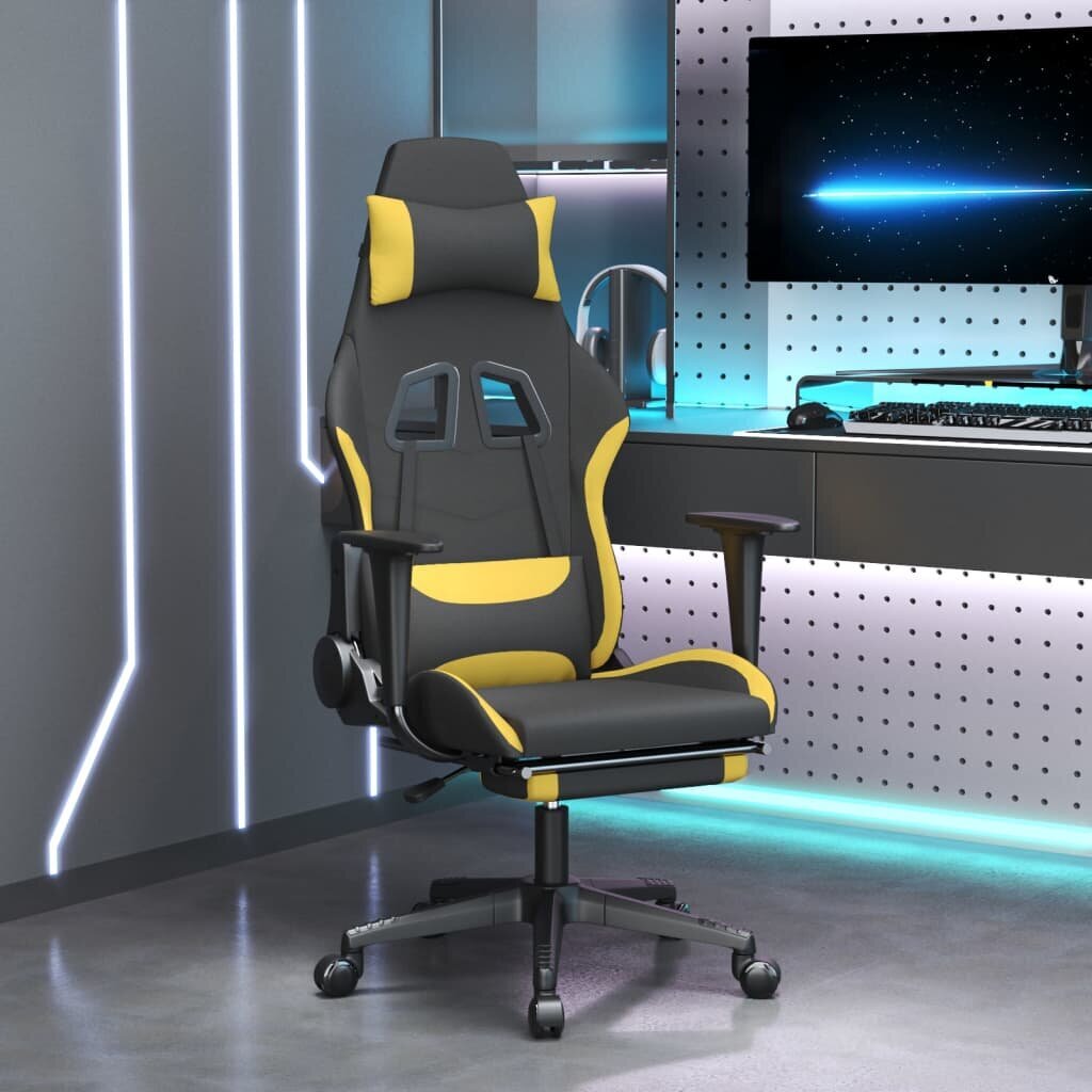 Pasukama žaidimų kėdė su pakoja, Audinys, juoda/geltona kaina ir informacija | Biuro kėdės | pigu.lt