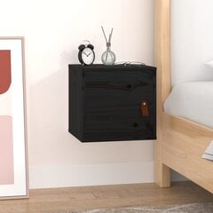Sieninė spintelė, juoda, 31,5 x 30 x 30 cm, pušies medienos masyvas kaina ir informacija | Spintelės prie lovos | pigu.lt