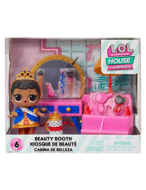 LOL House of Surprise Series 6 - BEAUTY BOOTH - baldai + lėlė цена и информация | Žaislai mergaitėms | pigu.lt