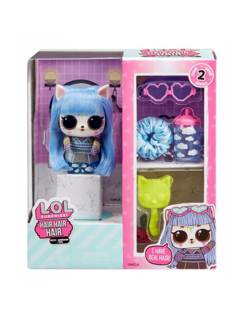 Lėlė LOL Surprise! Hair Hair Hair - Pets - Series 2 - Blue цена и информация | Žaislai mergaitėms | pigu.lt