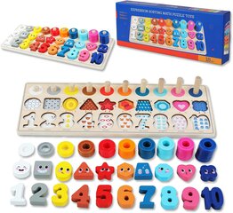 Medinis Montessori tipo žaislas skaičiavimui , splavų ir formų mokymuisi kaina ir informacija | Lavinamieji žaislai | pigu.lt