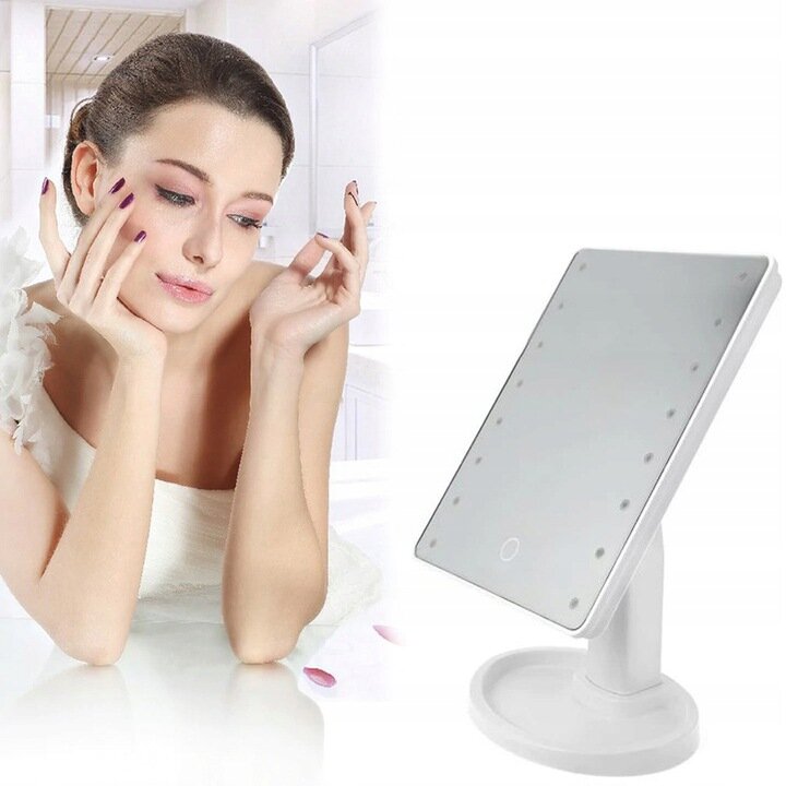 Kosmetinis veidrodis su padidinimu ir 16 LED diodų цена и информация | Kosmetinės, veidrodėliai | pigu.lt