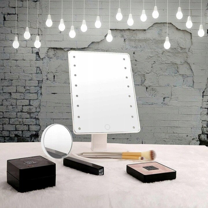 Kosmetinis veidrodis su padidinimu ir 16 LED diodų цена и информация | Kosmetinės, veidrodėliai | pigu.lt