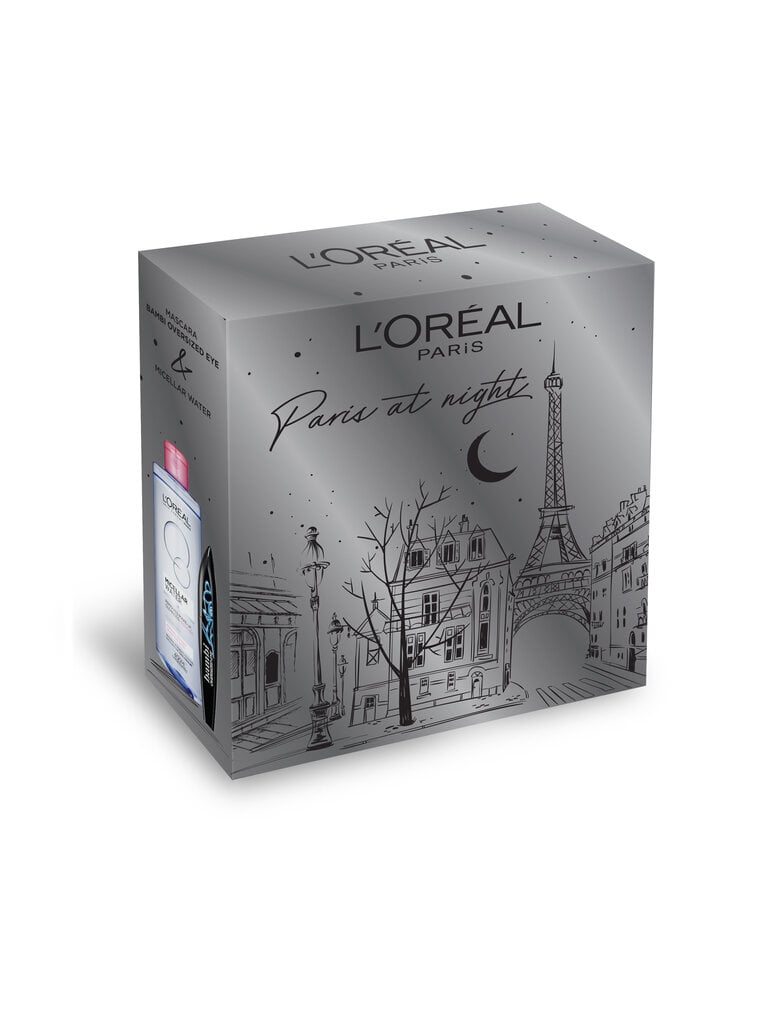 Dovanų rinkinys L'Oreal Paris at Night: Oversized Eye tušas, 8.9 ml + micelinis vanduo, 400 ml цена и информация | Akių šešėliai, pieštukai, blakstienų tušai, serumai | pigu.lt