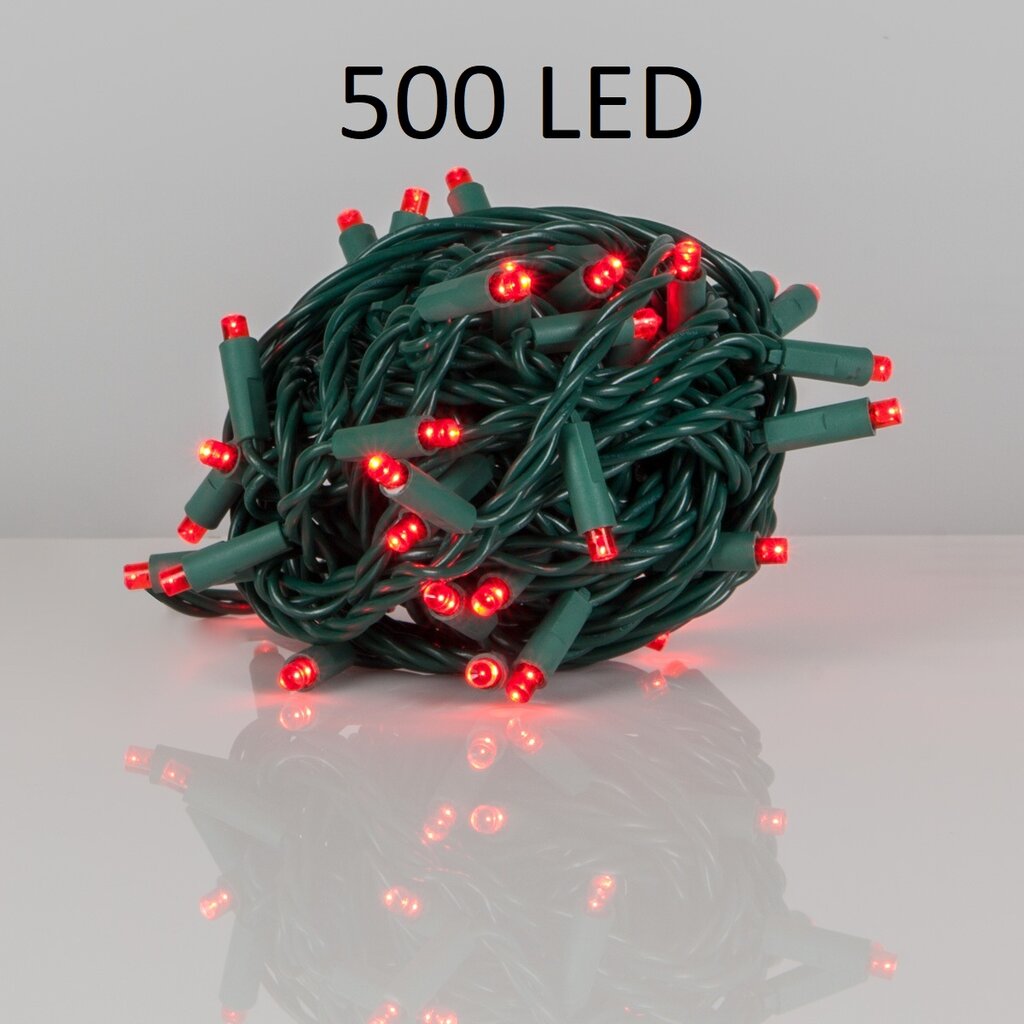 ART GOLD Kalėdinė lauko bei vidaus girlianda su 500 LED šviesos diodų, lempučių, 35m, raudonos spalvos kaina ir informacija | Girliandos | pigu.lt