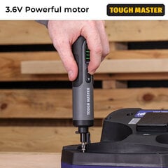 Аккумуляторная отвертка Tough Master TM-ESS36 с набором бит, 3.6 В цена и информация | TOUGH MASTER Сантехника, ремонт, вентиляция | pigu.lt