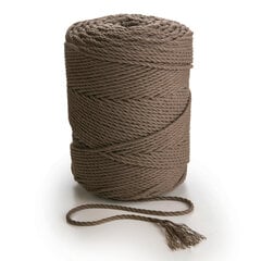 Makrame medvilninė virvė 3mm 270m, 1kg, 3 gijų sukta Ruda kaina ir informacija | Nėrimo priemonės | pigu.lt