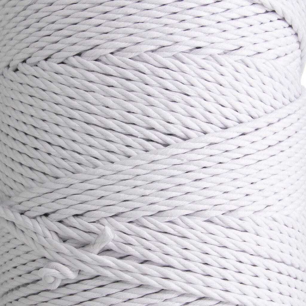 Makrame medvilninė virvė 3mm 270m, 1kg, 3 gijų sukta Balta kaina ir informacija | Nėrimo priemonės | pigu.lt