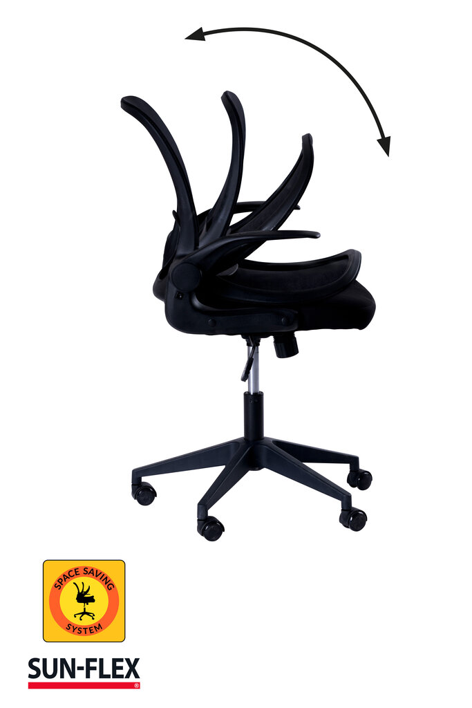Reguliuojamo aukščio kėdė SUN-FLEX®HIDEAWAY CHAIR, 91-101 cm, juodas rėmas, juoda sėdima vieta kaina ir informacija | Biuro kėdės | pigu.lt