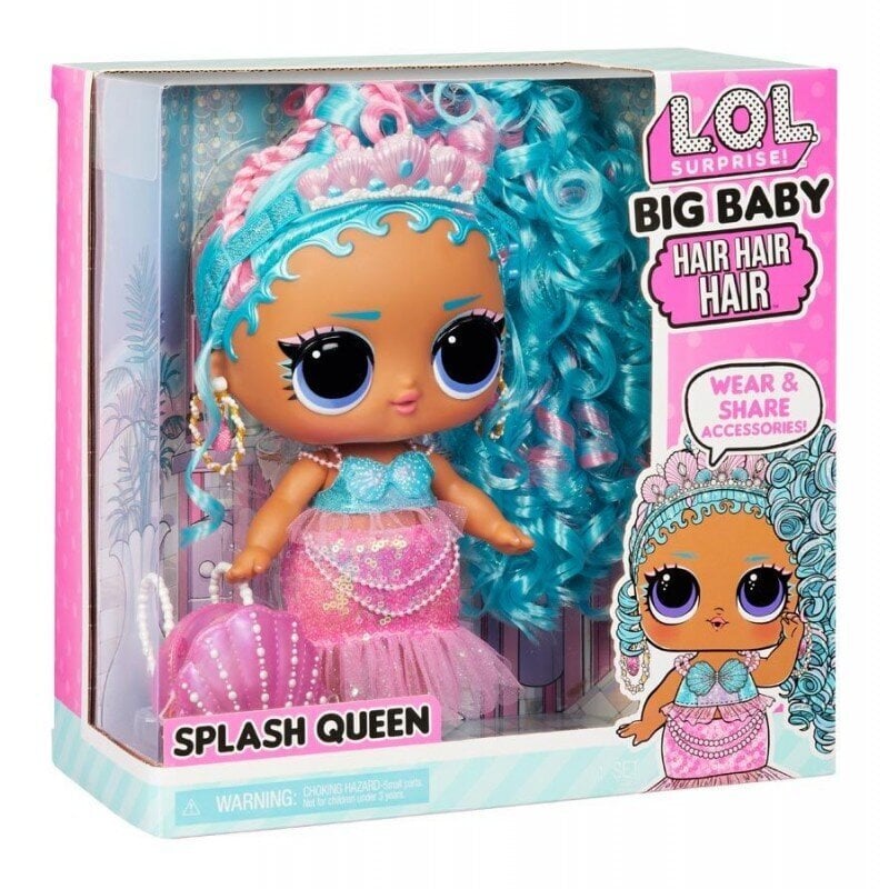 Didelė lėlė LOL Surprise! Big Baby Hair Hair Hair - Splash Queen kaina ir informacija | Žaislai mergaitėms | pigu.lt