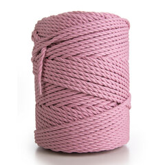 Makrame medvilninė virvė 4mm 150m, 1kg, 3 gijų sukta Dūminė Rožinė kaina ir informacija | Nėrimo priemonės | pigu.lt