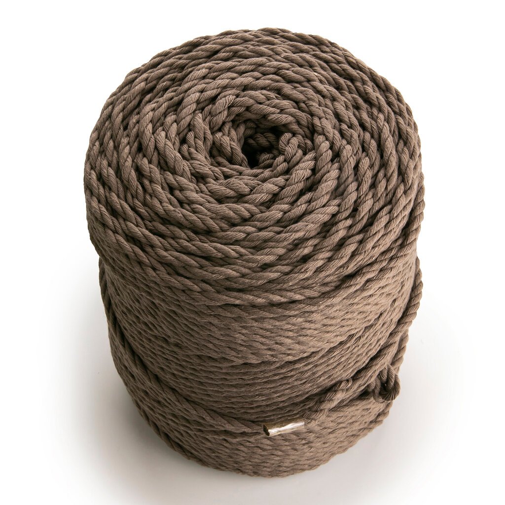 Makrame medvilninė virvė 4mm 150m, 1kg, 3 gijų sukta Ruda цена и информация | Nėrimo priemonės | pigu.lt