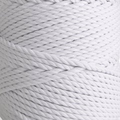 Makrame medvilninė virvė 4mm 150m, 1kg, 3 gijų sukta Balta kaina ir informacija | Nėrimo priemonės | pigu.lt