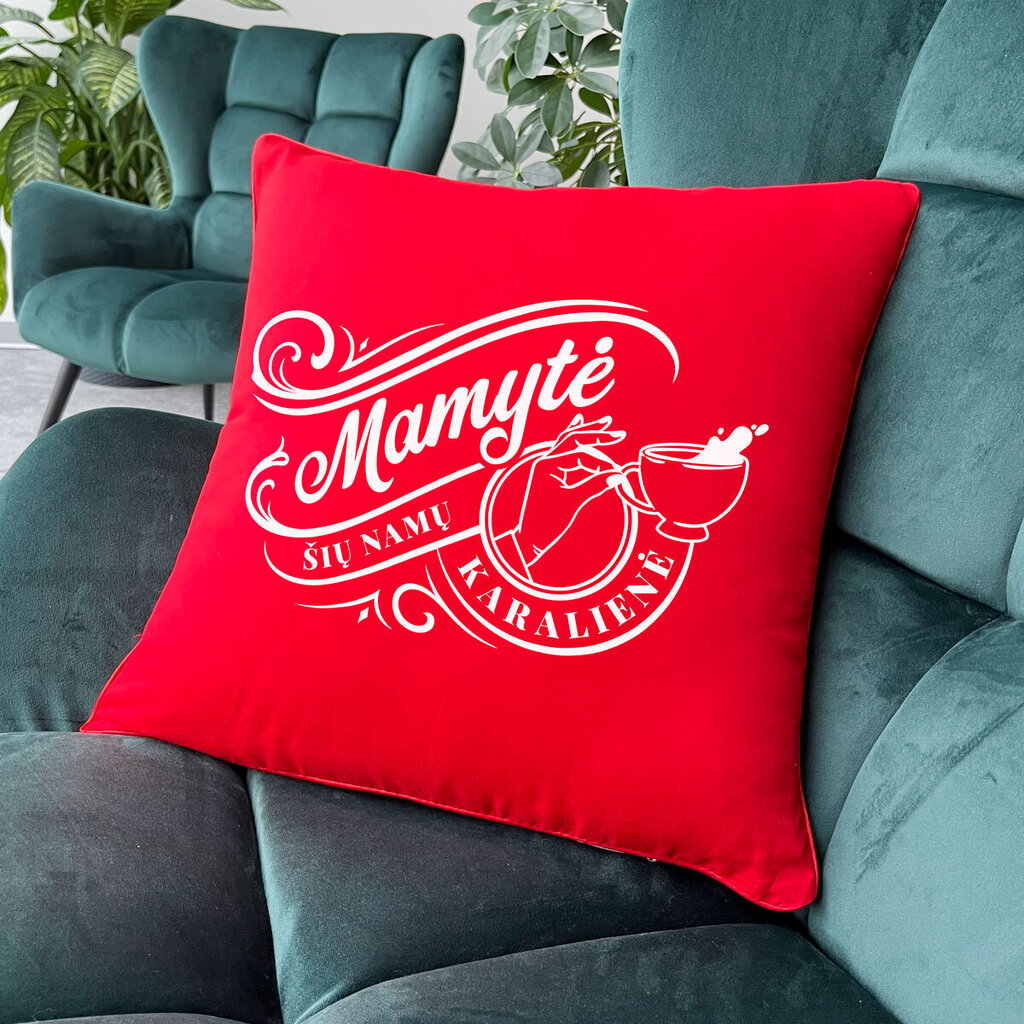 Dekoratyvinė pagalvėlė Mamytė - namų karalienė, raudona цена и информация | Originalios pagalvės, užvalkalai | pigu.lt