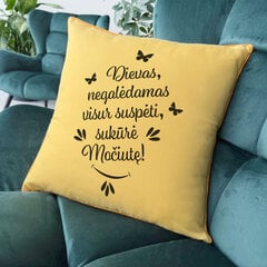 Dekoratyvinė pagalvėlė Dievas sukūrė močiutę, geltona kaina ir informacija | Originalios pagalvės, užvalkalai | pigu.lt