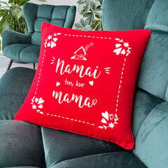 Dekoratyvinė pagalvėlė Namai ten, kur mama, raudona kaina ir informacija | Originalios pagalvės, užvalkalai | pigu.lt