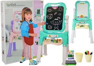 Dviguba piešimo lenta vaikams su priedais 48 vnt. šviesiai mėlyna kaina ir informacija | Lavinamieji žaislai | pigu.lt