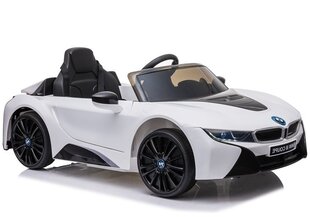 Vienvietis elektromobilis BMW I8 JE1001, baltas kaina ir informacija | Elektromobiliai vaikams | pigu.lt