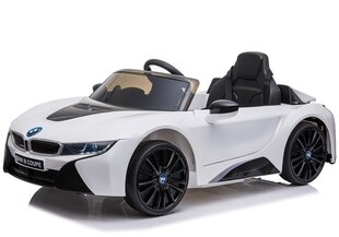 Vienvietis elektromobilis BMW I8 JE1001, baltas kaina ir informacija | Elektromobiliai vaikams | pigu.lt