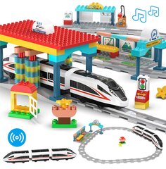 Konstruktorius CaDA Kids - Traukinių stotis, 108 detalių kaina ir informacija | Konstruktoriai ir kaladėlės | pigu.lt