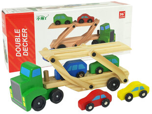 Деревянный грузовик с автомобилями цена и информация | Игрушки для малышей | pigu.lt