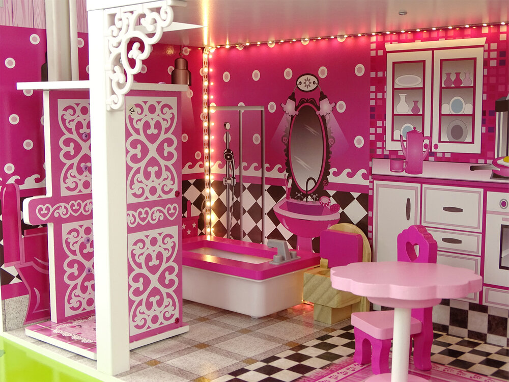 Medins lėlių namelis - vila Nadia kaina ir informacija | Žaislai mergaitėms | pigu.lt