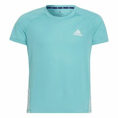 Детский Футболка с коротким рукавом Adidas Aeroready Three Stripes Аквамарин цена и информация | Рубашки для девочек | pigu.lt